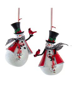 Dapper Snowman with Buffalo Check Scarf Ornament