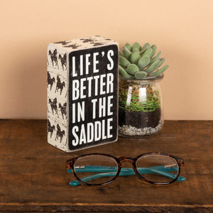 “In the Saddle” Box Sign