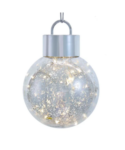 150MM Battery-Operated LED Silver Ball Ornament