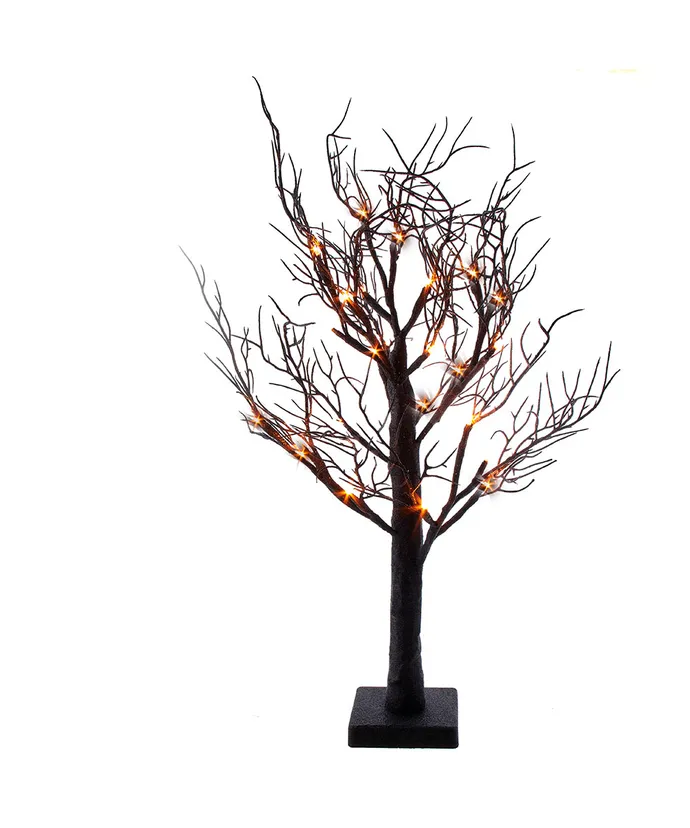 Black & Orange LED Glitter Tabletop Halloween Tree