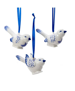 Delft Blue Bird Ornament 2”