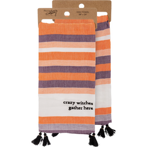 “Crazy Witches Gather Here” Kitchen Towel