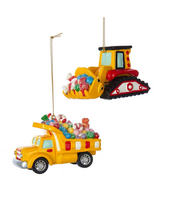 “Things That Go” Candy-Filled Construction Vehicle Ornament