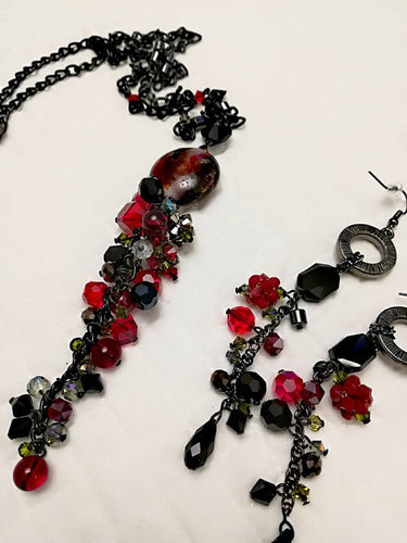 Hande Made Jewelry Set with Venetian glass and Swarovski crystals