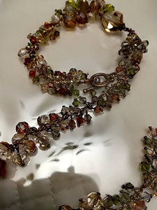 Hand made Jewelry set Brown with Swarovski crystals