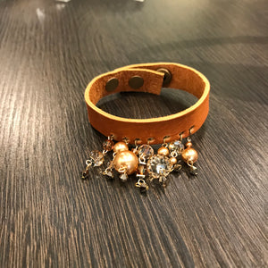 Leather Choker and Bracelet with Swarovski crystals