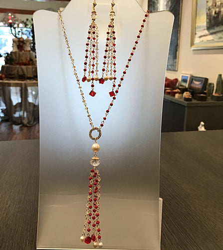 Hand made Set with Swarovski crystals Red