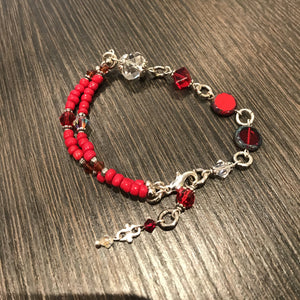 Hand made Jewelry set Red with Swarovski crystals