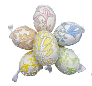 “Flourished” Hand-Beaded & Painted Pastel Easter Eggs