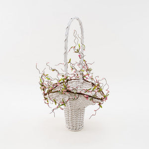 Pussy Willow Tall Handle Basket, Willow, 18" x 30"