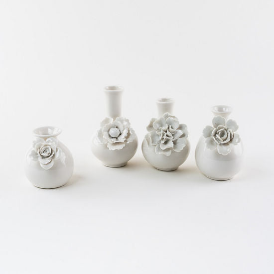 White Flower Vase, Sm, 4 Asst, 3.5