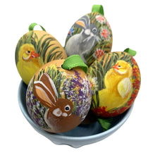 Natural Hand-Painted Easter Egg with Bunnies, Chicks, and Ducklings