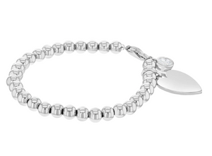 925 Sterling Silver 4.5" & 5.5" Personalized Heart Charm Bracelet With Clear CZ Charm for Babies, Toddlers and Little Gi