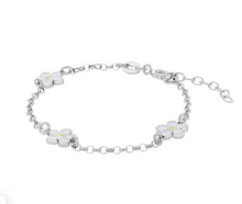 925 Sterling Silver 5.5" White Enamel Daisy Flower Chain Bracelet for Little Girls & Preteens