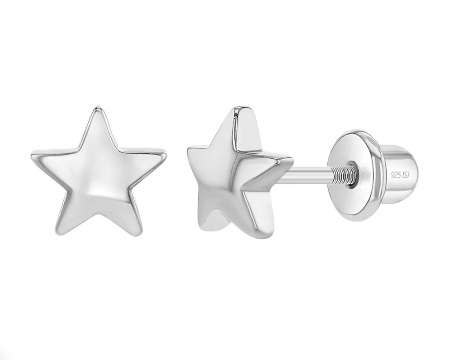 925 Sterling Silver 6mm Little Star Screw Back Earrings for Toddlers & Girls
