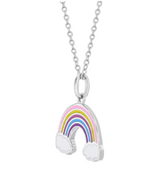 925 Sterling Silver Multicolor Enamel Rainbow Pendant Necklace for Young Girls & Preteens 16"