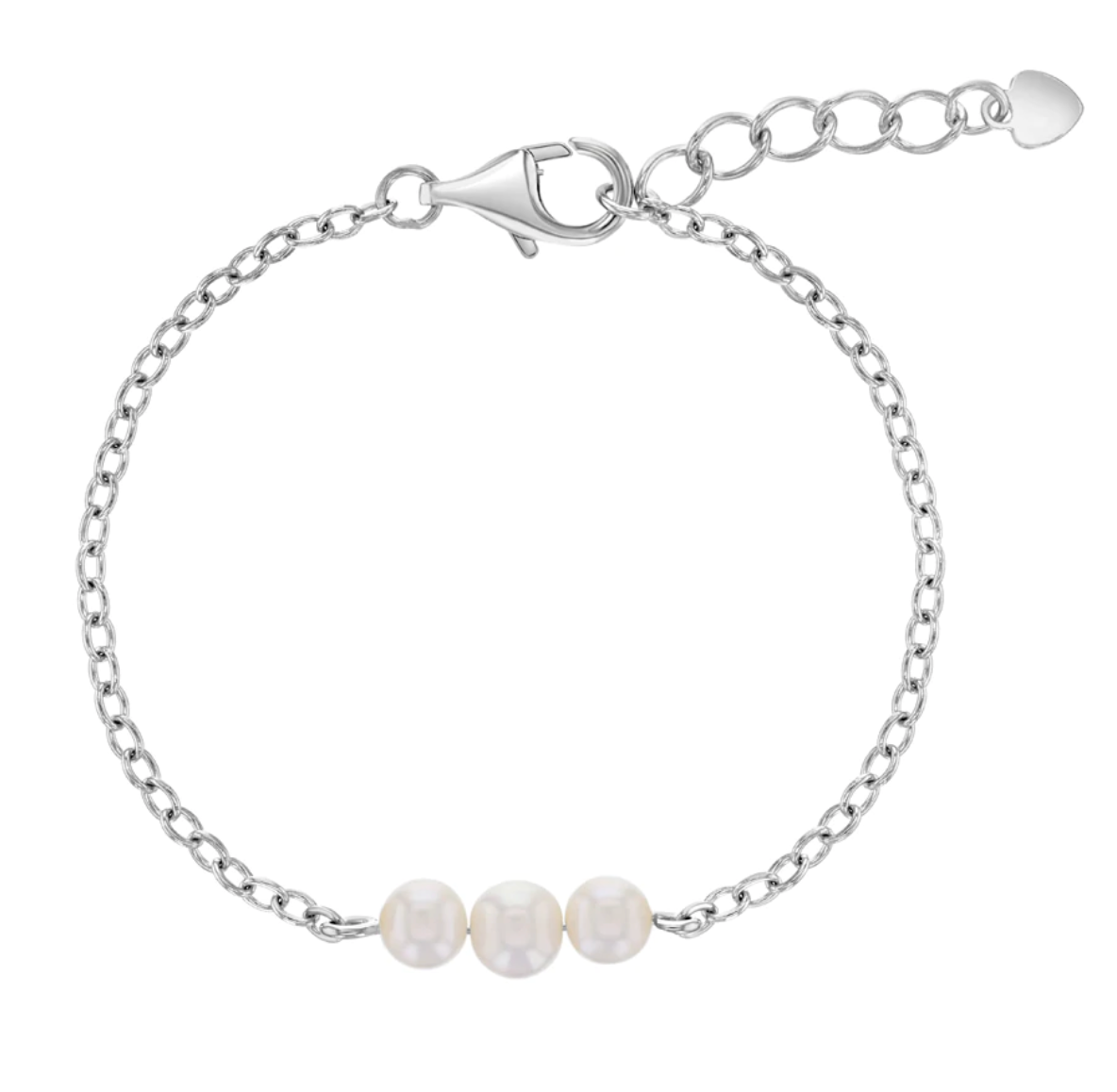 925 Sterling Silver Simulated Pearl Adjustable Bracelet For Baby Girls To Teens - 4.5