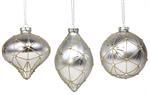 3 ASST STARBURST GLASS ORNAMENT SHINY/MATTE SILVER