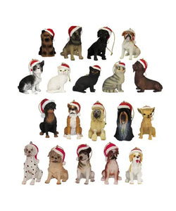 Cat and Dog With Santa Hat Ornament