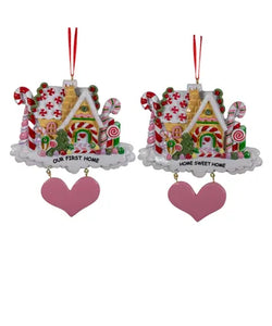 Gingerbread First House & Sweet Home Ornaments For Personalization