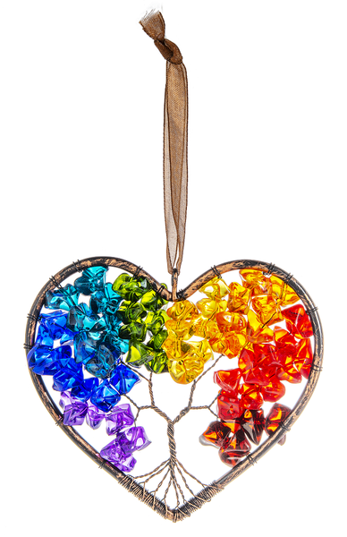 Heart Rainbow Tree of Life Ornament