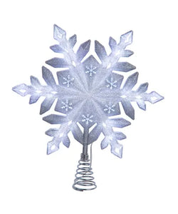 13" UL 25-Light LED Glittered Snowflake Treetop
