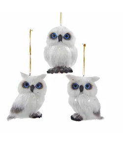 Plush White Owl Ornaments