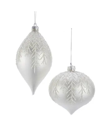 Silver and White Glass Onion and Drop Ornament