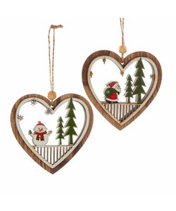 Heart With Snowman and Santa Cut-Out Ornaments