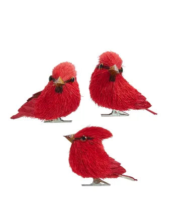 Red Sisal Bird With Clip Ornaments