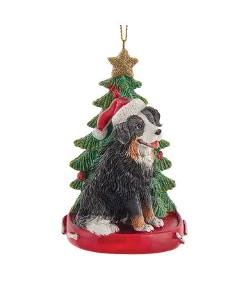 Bernese Mountain Dog With Christmas Tree Ornament For Personalization