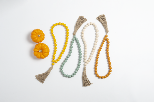 Autumn Wood Beaded Loop with Tassel