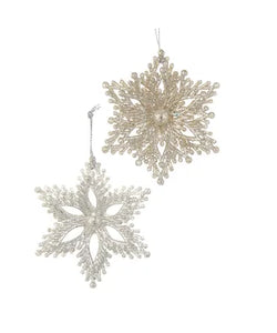 Platinum Glitter Snowflake Acrylic Ornaments