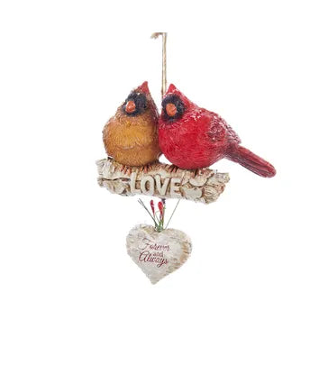 Cardinals On Birch Branch Ornament