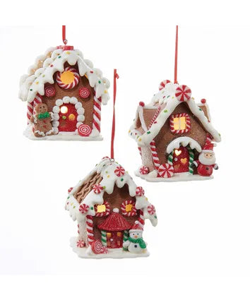 Battery-Operated Lighted LED Gingerbread House Ornamen