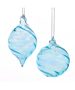 Glass Ice Blue Swirl Ornament