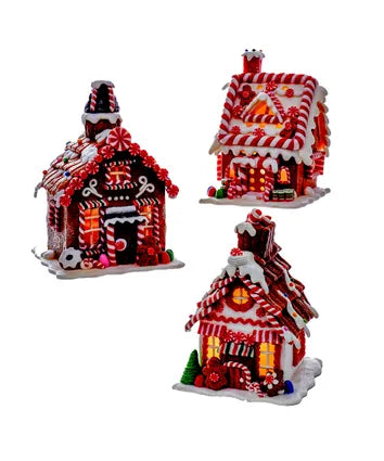 Battery-Operated LED Brown Gingerbread House Ornament