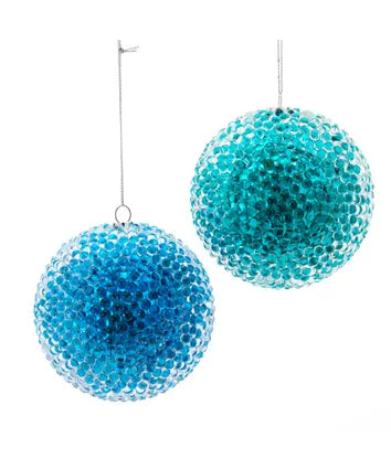 90MM Light Blue and Teal Bead Ball Ornament