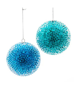 90MM Light Blue and Teal Bead Ball Ornament