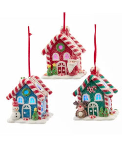 Battery-Operated LED Gingerbread Candy House Ornament