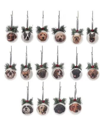 80MM Dog Head Decoupage Ball Ornament