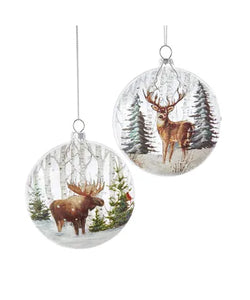 Glass Deer and Moose Ornament