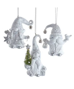 White and Silver Gnome Ornament