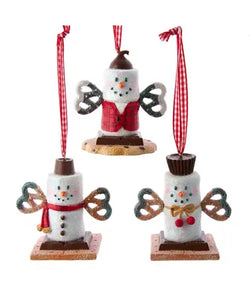 Snowman S'mores With Pretzel Ornament