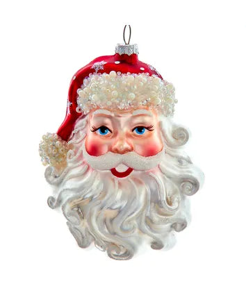 Glass Red Santa Claus Head Ornament