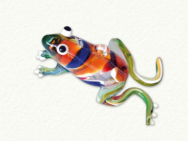 Ornament multi-colored glass frog