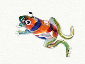 Ornament multi-colored glass frog