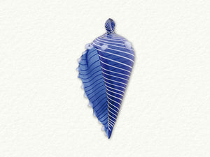Seashell Orn. glass/blue 4"