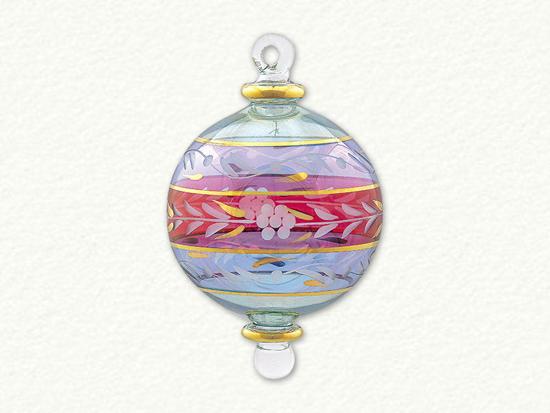 FS Orn 3 color floral etched ball