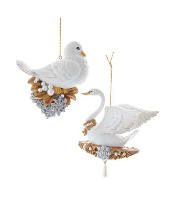 White Dove and Swan Ornament
